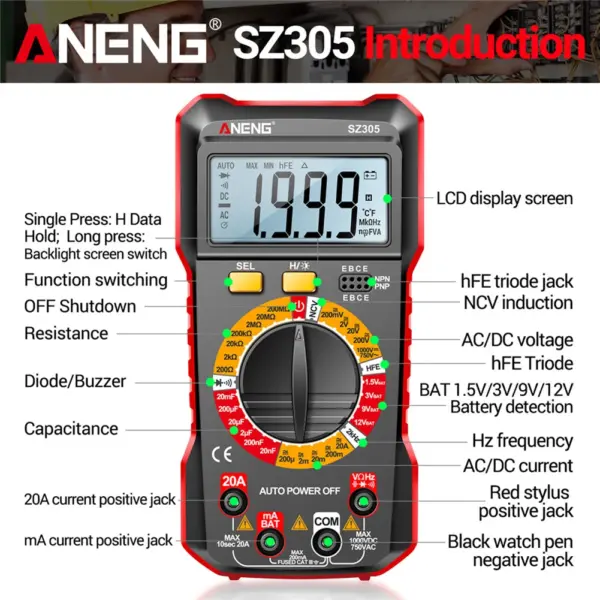 ANENG SZ304 True RMS Digital Multimeter - Image 5
