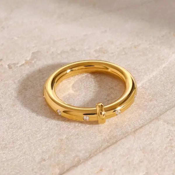 Zircon Ring for Men - 18K Gold Plated - Image 3