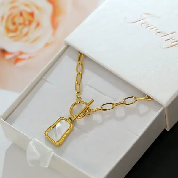 Vintage Square Natural Shell Choker Necklace - Image 5