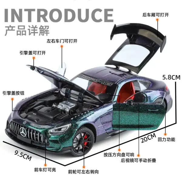1:24 Mercedes-Benz AMG-GT Diecast Model Car - Image 3
