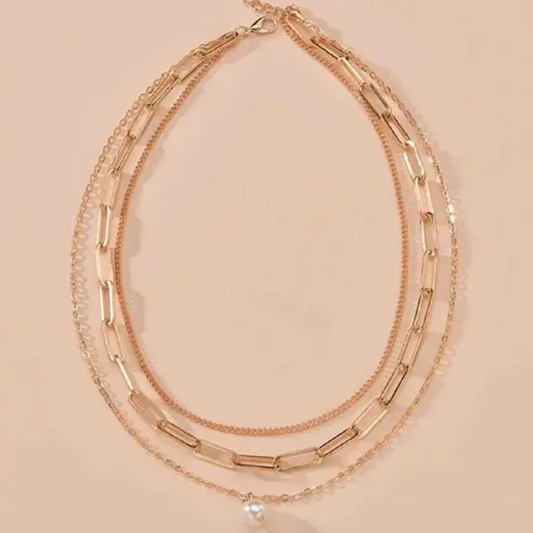 Bohemian Pearl Charm Necklace with Crystal Details - Image 3