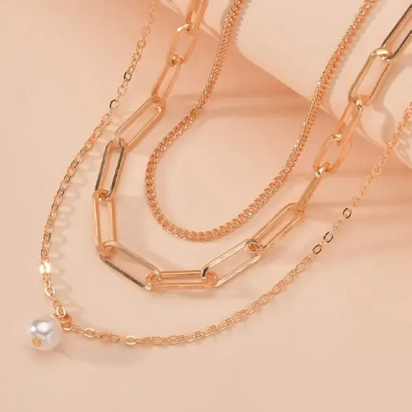 Bohemian Pearl Charm Necklace with Crystal Details - Image 2