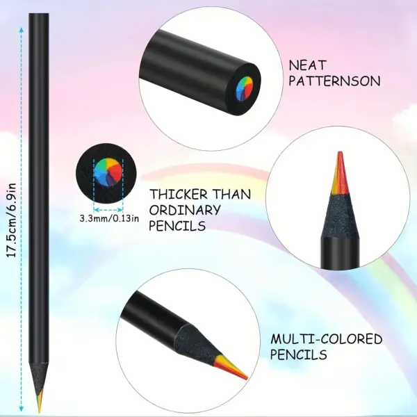 10 Colored Black Wood Pencils Set - Image 2