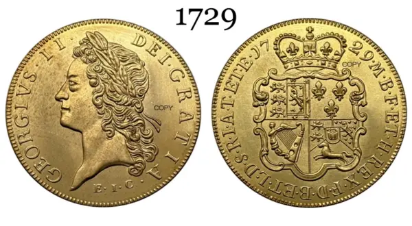 George II Gold 5 Guineas Replica Coin - Image 5