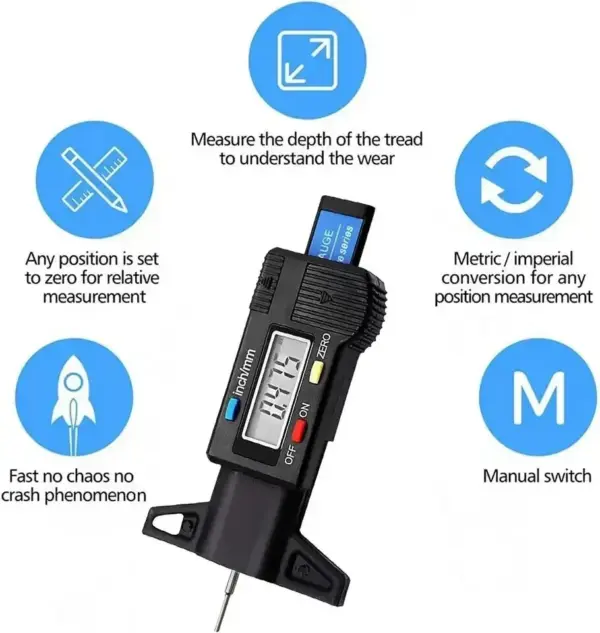 Digital Tire Tread Depth Gauge Caliper 0-25mm - Image 3