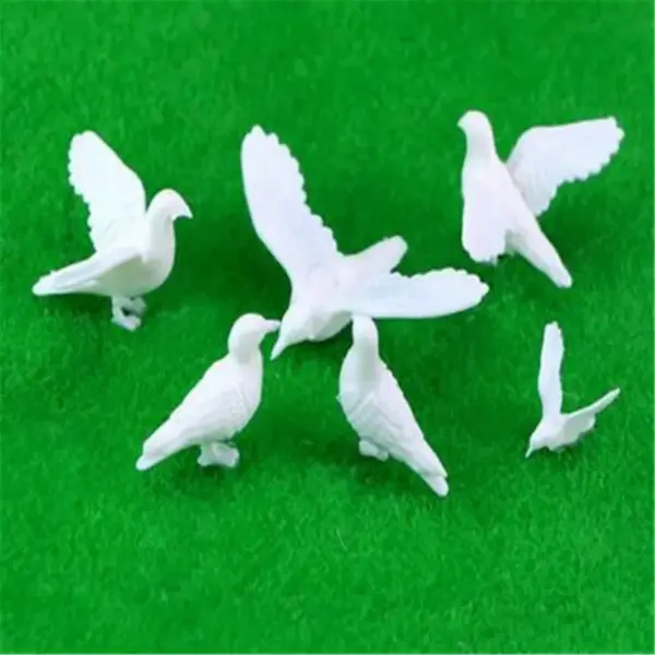 5pcs Miniature White Pigeons for Diorama - Image 3