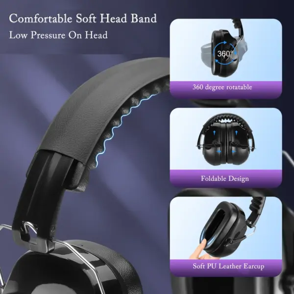 Adjustable Earmuffs 34dB Noise Protection - Image 2