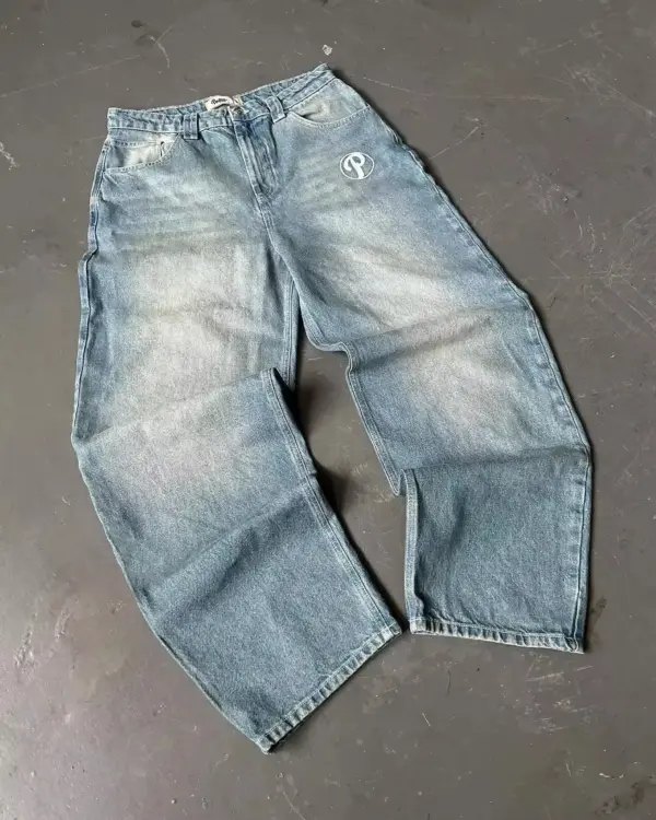 Baggy Cartoon Embroidered Hip Hop Jeans - Image 3