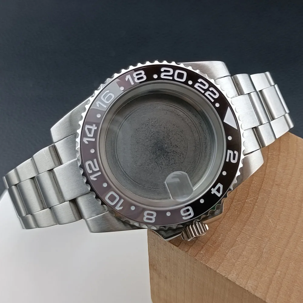 NH35 GMT Steel Watch Case 40.5mm Silver 2 NH35 GMT Steel Watch Case 40.5mm Silver - Image 2