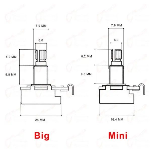 Alpha A250K/B250K/B500K Potentiometer for Guitar - Image 6