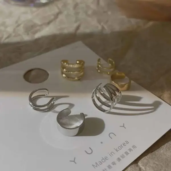 Silver Leaf Clip Earrings Set for Women and Men - Image 4