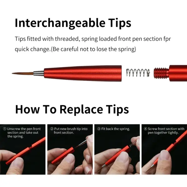 Aluminium Alloy Interchangeable Fine Tip Brush - Image 3