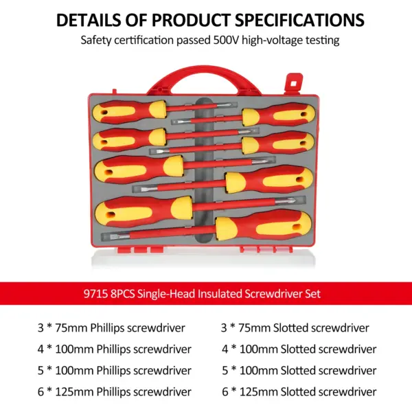 8-Piece Insulated Screwdriver Set 500V - Image 2