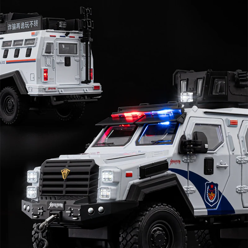 1:24 Alloy Police Armored Car Model 4 1:24 Alloy Police Armored Car Model - Image 4