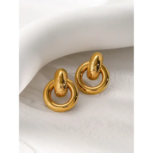 Gold Plated Stainless Steel Twisted Knot Earrings - Image 5