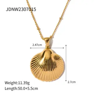 Gold Stainless Steel Shell Pendant Necklace 46 Sfbfff457fa5d46c3b6968558357af8e5C
