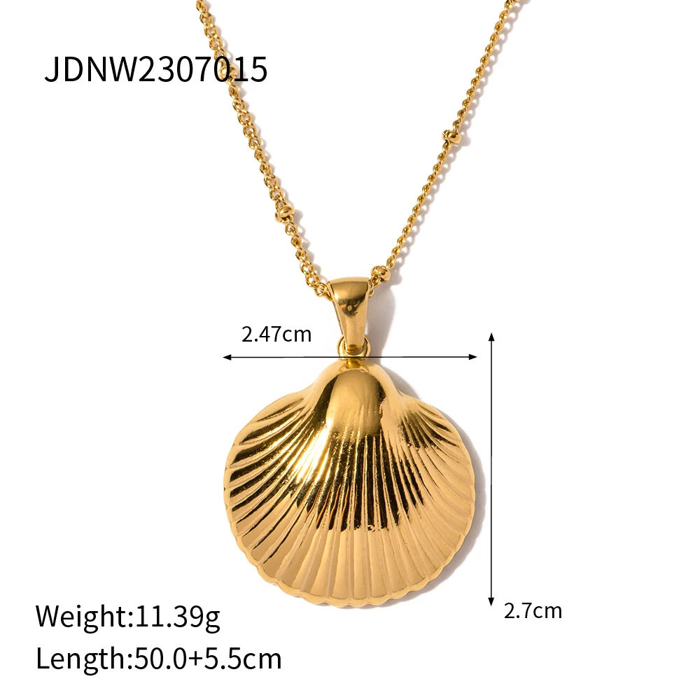 Gold Stainless Steel Shell Pendant Necklace 16 Gold Stainless Steel Shell Pendant Necklace - Image 16