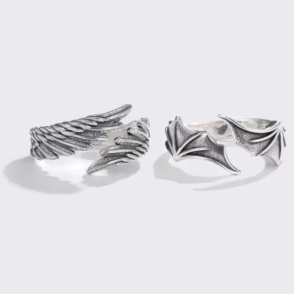 Vintage Angel Wing Demon Eye Ring - Image 5