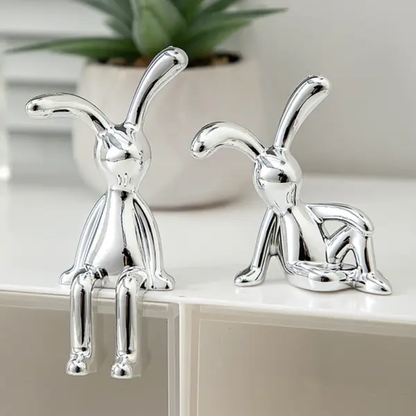 Silver Bunny Decorative Ornament for Home Decor - Image 4
