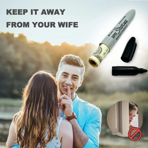 Discreet Black Marker Pen with Hidden Storage - Image 5