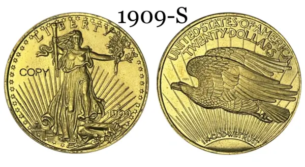 20 Twenty Coin Saint Gaudens Commemorative Replica - Image 7