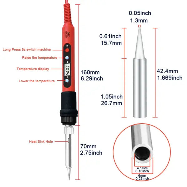 80W Adjustable Temperature Soldering Iron Kit - Image 2