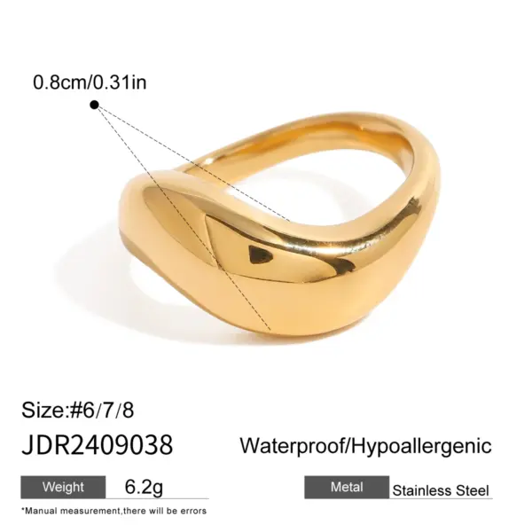 Unisex 18k Gold Stainless Steel Irregular Ring - Image 7