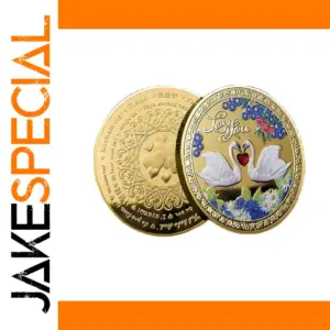 Love Swan Commemorative Coin with Embossed Stone