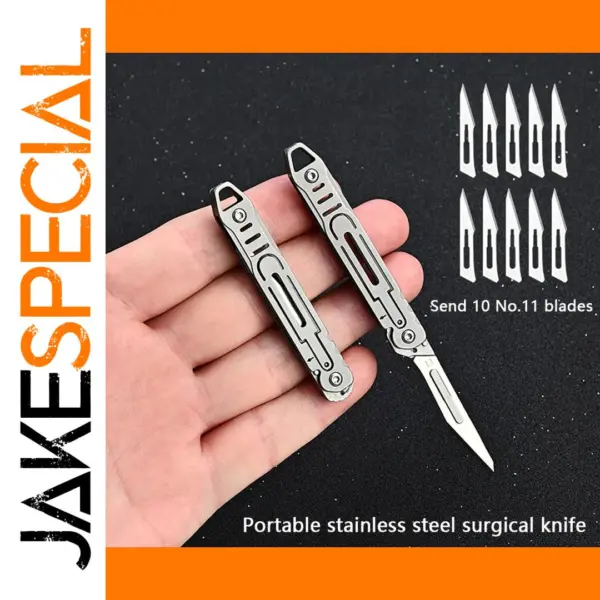 Portable Folding Surgical Knife with 10 Blades