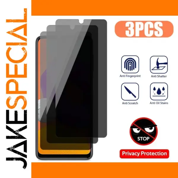 3PCS Privacy Tempered Glass for Samsung Phones