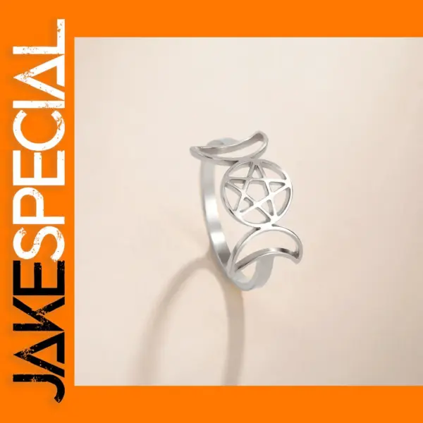 Triple Moon Goddess Stainless Steel Ring