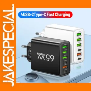 65W 6-Port USB Fast Charging Wall Charger