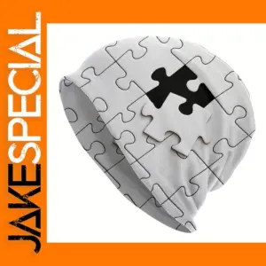 Puzzle Pattern Beanie Hat for All Seasons