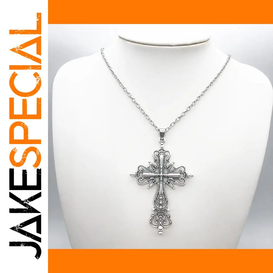 Silver Gothic Cross Pendant Necklace 1 Silver Gothic Cross Pendant Necklace