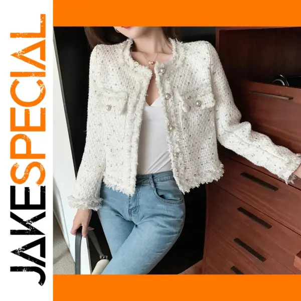 Women’s Tweed Coat with Tassel Detail