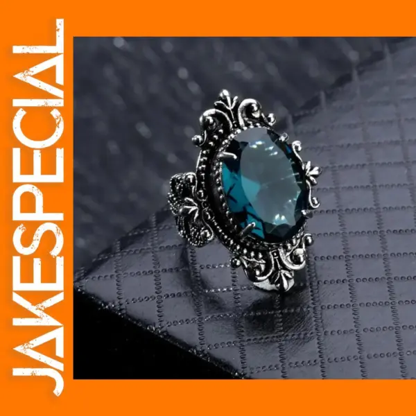 Vintage Blue CZ Stone Women's Ring