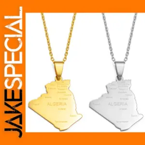 Algeria Map Pendant Necklace for Women