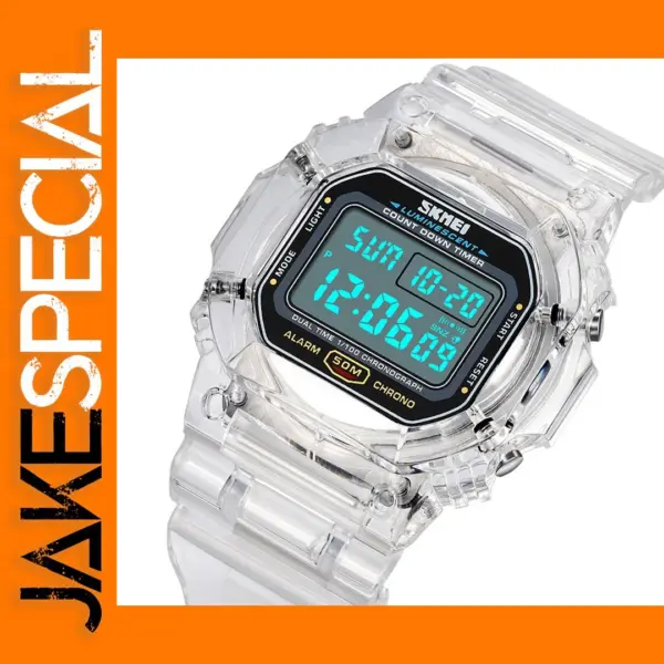 Transparent Digital Women's Watch with PU Strap