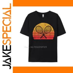 Retro Crossed Tennis Racquets Sun Vintage T-Shirt