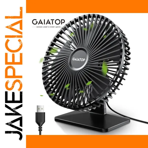 GAIATOP Portable USB Desk Fan 90° Adjustable Quiet Cooling
