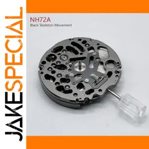 Genuine NH72A Black Skeleton Watch Movement