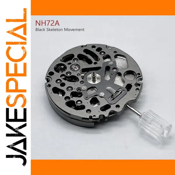 Genuine NH72A Black Skeleton Watch Movement