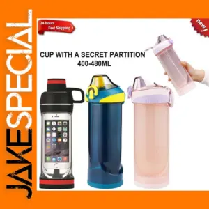 480ML Portable Water Bottle with Hidden Compartment