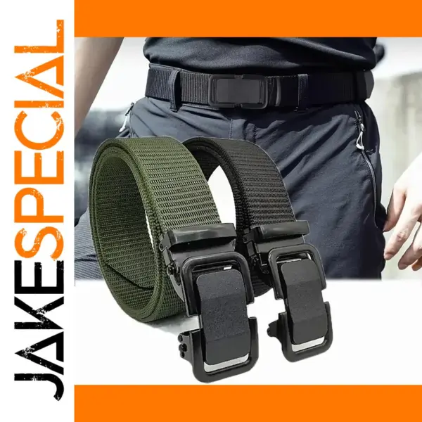 Unisex Nylon Canvas Belt with Metal Buckle