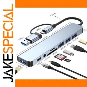 8-in-2 USB Type-C Hub with Card Reader for Laptop