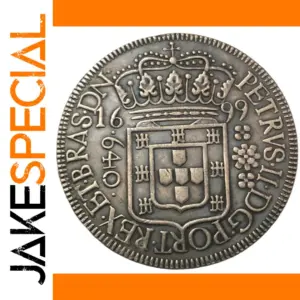 1699 Brazil 640 Reis Pedro II Silver Replica Coin