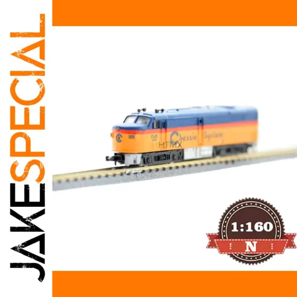 N Scale 1/160 Diecast Blue and Yellow Train Model
