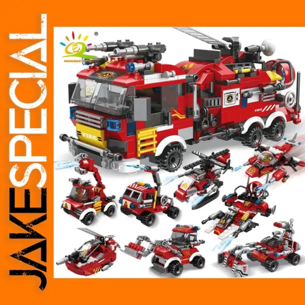 HUIQIBAO 806pcs Fire Truck Building Blocks Set