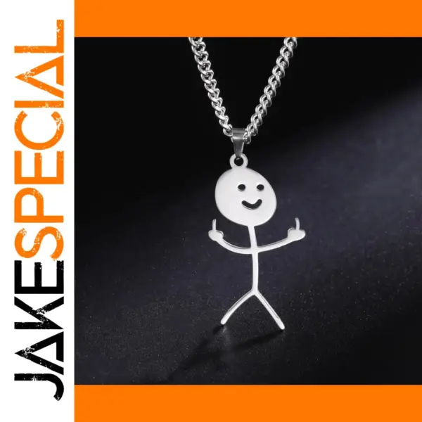 Middle Finger Stickman Pendant Necklace