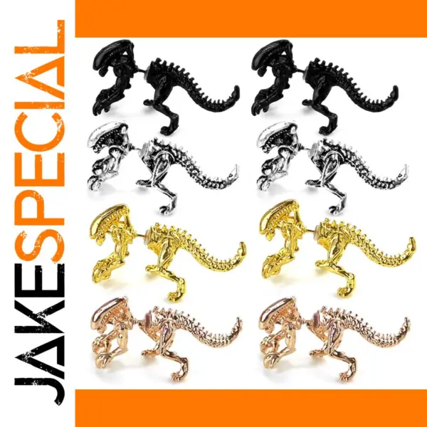 Alien 3D Black Stud Earrings for Adults